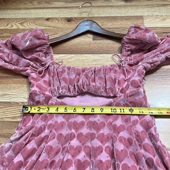 For Love Lemons Nikki Heart Burnout Cute Romantic Midi Dress size S - Picture 7 of 16